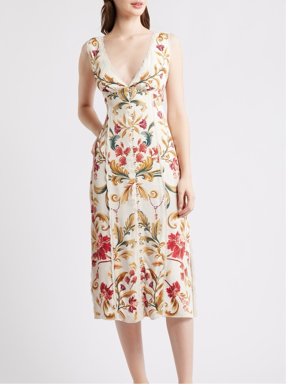 FARM Rio Royal Garden Print Sleeveless Satin Dress XS NWOT